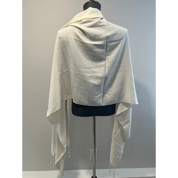 Pashmina Scarf Wrap Shawl Ivory JL - Picture 4 of 5